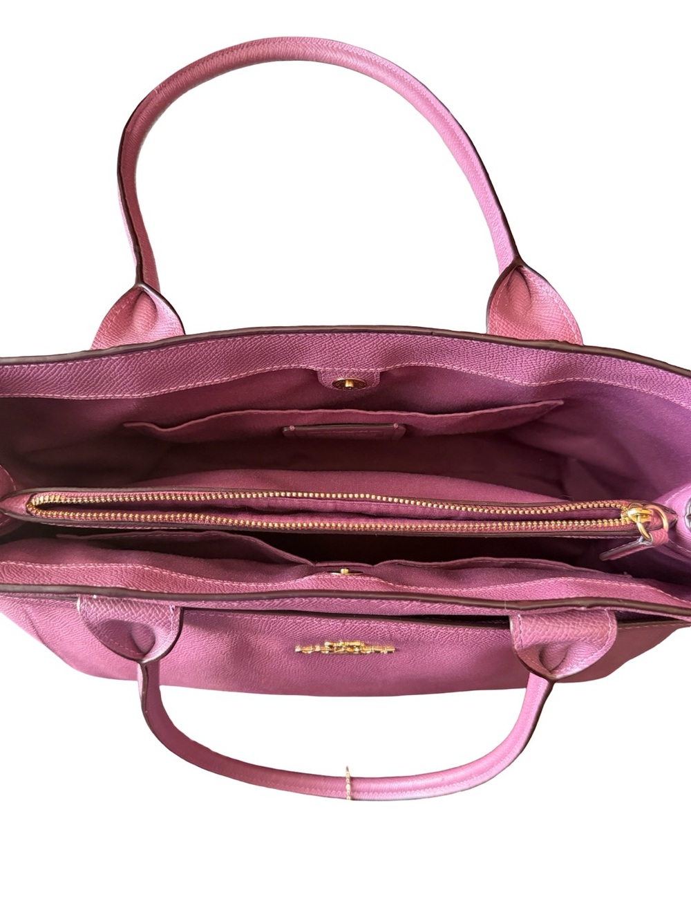 Coach Rose Pink Leather Tote Bag - Signature Logo - Picture 7 of 12